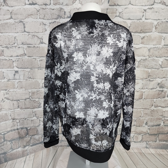 Ivy Park Floral Mesh Oversized Bomber Jacket Black  White Size Medium Beyonce - Picture 10 of 14